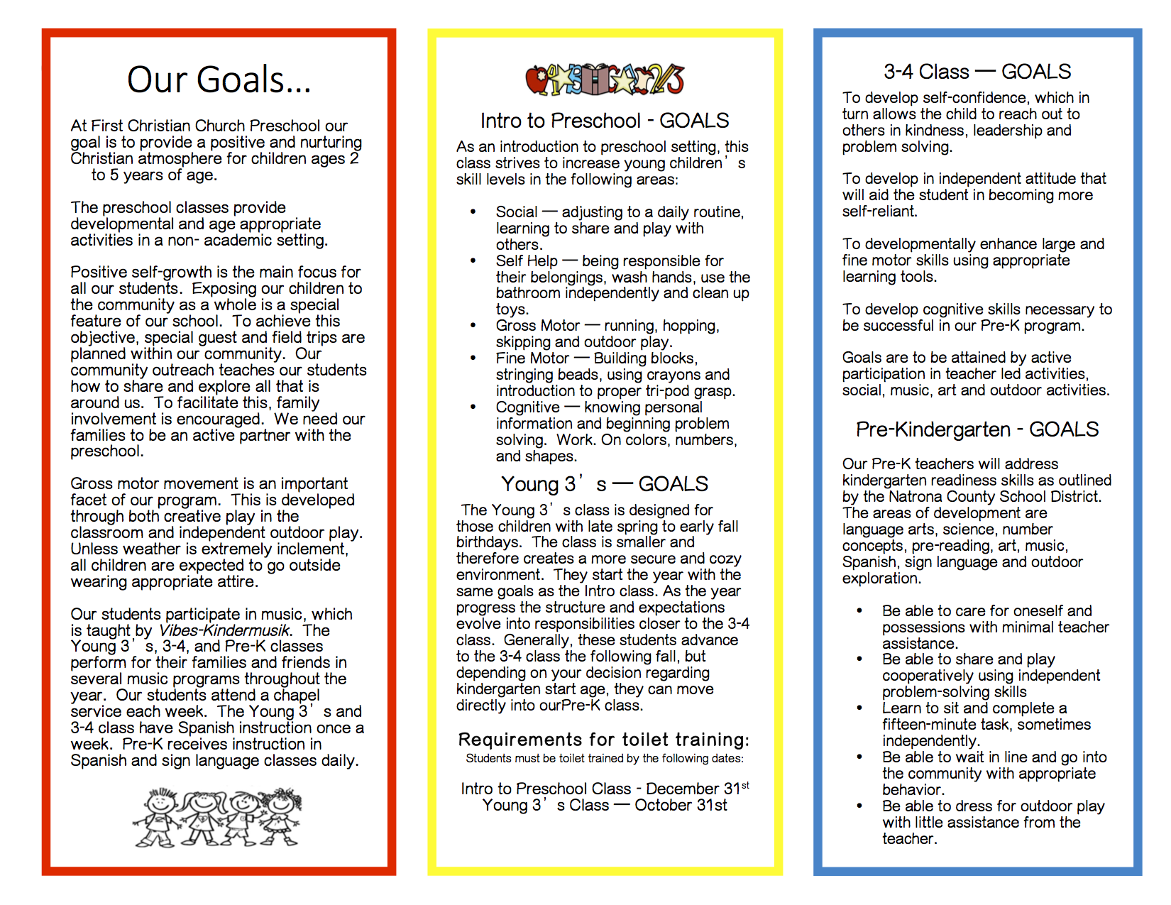 Preschool Classroom Goals Preschool Classroom IDEA